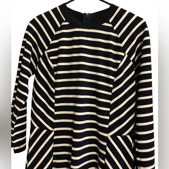 Classic Navy Blue & White Striped Long Sleeve Banana Republic Dress Size 8 - Picture 3 of 7